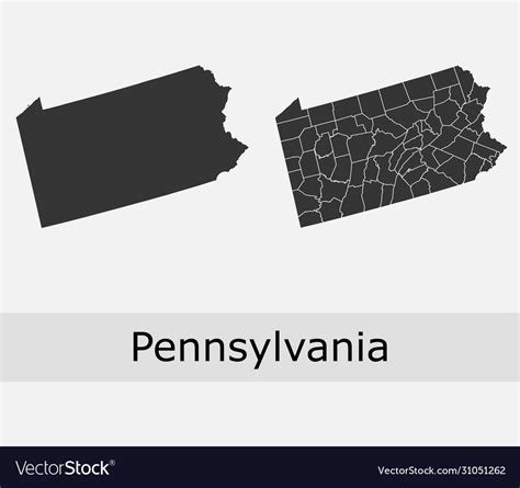 Pennsylvania Map Counties Outline Royalty Free Vector Image