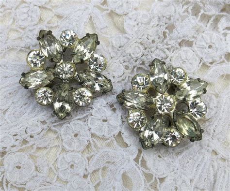 Two Sterling Silver Vintage Rhinestone Brooches Pins Sale Etsy