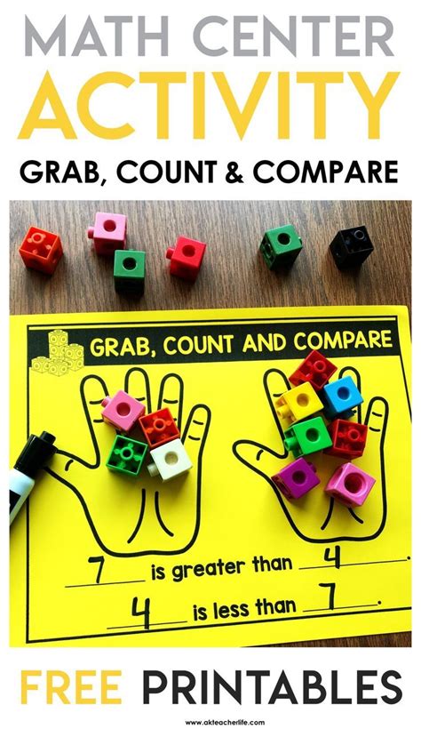 Hands On Math Center Activity Freebie This Game Is Grab Count And