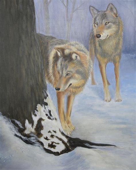 Winter Wolves By Janice M Booth Winter Wolves Painting Winter