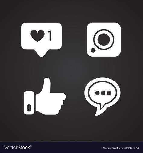 Social Media Icons On Black Background Royalty Free Vector