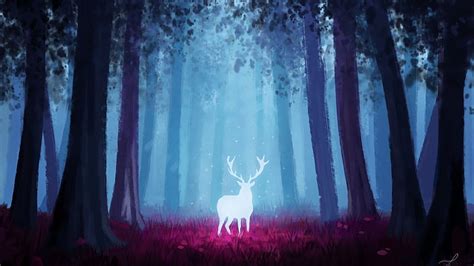 Deer Forest Art Light Glow Galaxy Deer Hd Wallpaper Peakpx