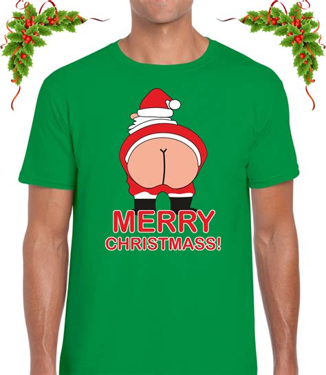 merry christmas ass mens t shirt funny rude santa joke xmas design unisex top ebay