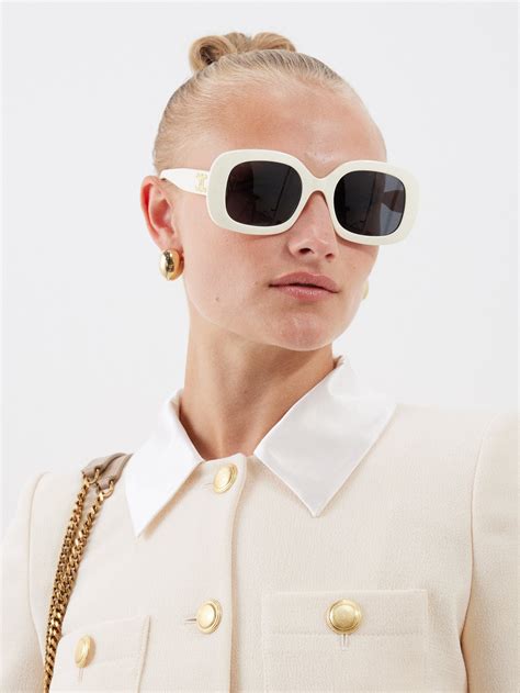 Ivory Triomphe Oversized Round Acetate Sunglasses Celine Eyewear Matches Uk
