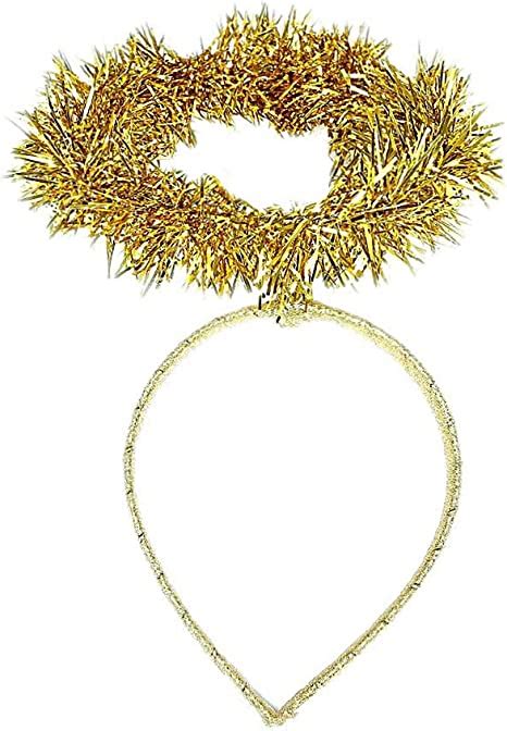 Girls Christmas Gold Tinsel Angel Halo Deeley Bopper Alice Hair Band