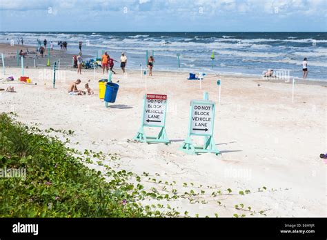 Vehicle traffic signs on the beach at Daytona Beach, Florida Stock