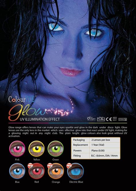Colourvue Uv Glow Blue Cosmetic Contact Lenses Halloween Contact
