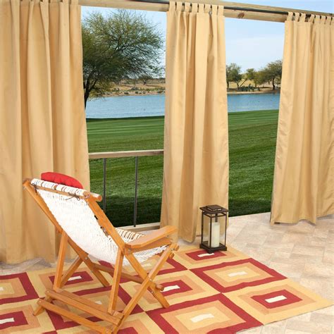 Shop Sunbrella Canvas Wheat Outdoor Curtain With Tabs 50 In X 84 In