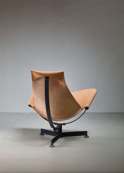 We offer leather chairs made right here in canada. Max Gottschalk leather sling lounge chair, USA, 1960s