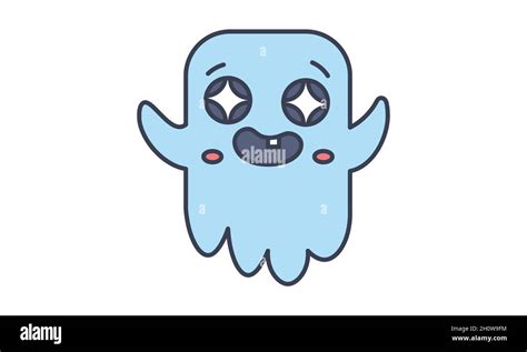 Cute Happy Ghost Character Halloween Vector Illustrationcute Happy