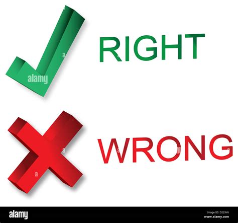 A Right And A Wrong Symbols Word Right On Green And Word Wrong On Red