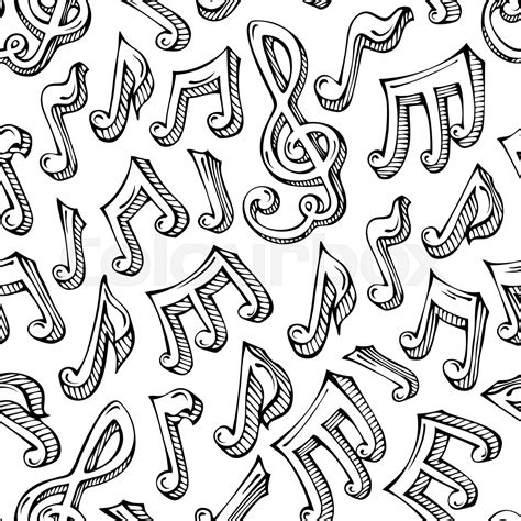 Vector Seamless Pattern Of Sketch Music Notes Stock Vector Colourbox