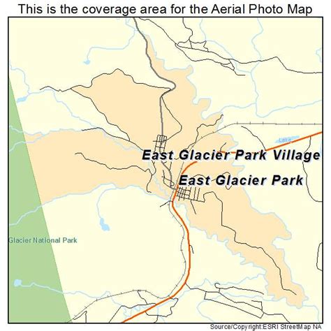Aerial Photography Map Of East Glacier Park Village Mt Montana