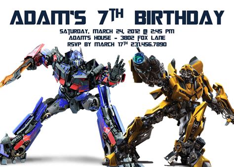 Free Printable Transformer Birthday Party Invitations

