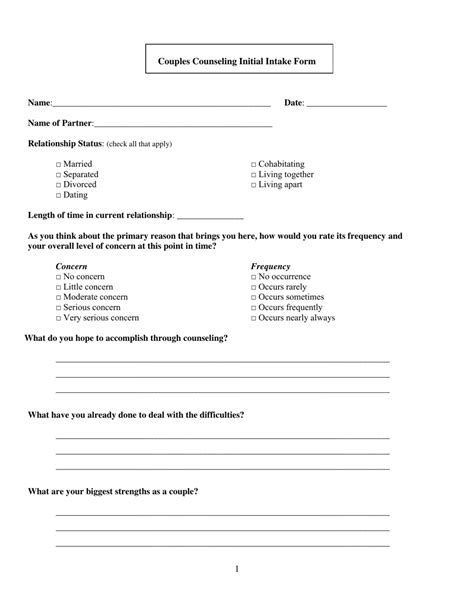 Couples Counseling Initial Intake Form Questions Fill Out Sign Online And Download Pdf