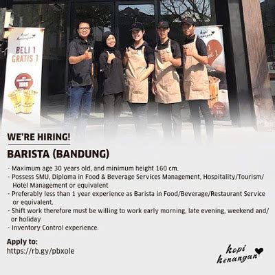 Lowongan kerja pt mustika citra rasa (holland bakery). Lowongan Kerja Sebagai Barista di Bandung | lockerjob