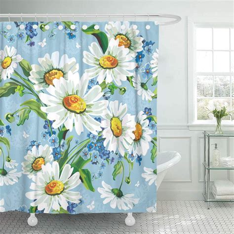 Suttom Garden Blue Flower Beautiful Bright Floral Abstract Elegance Daisywheels Shower Curtain