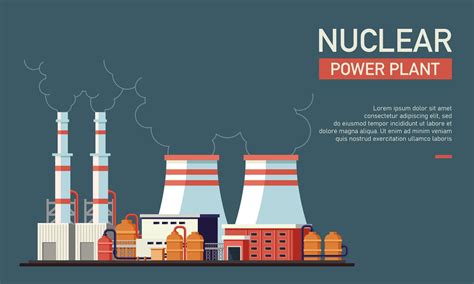 Flat Vector Illustration Of Nuclear Power Plant Suitable For Design