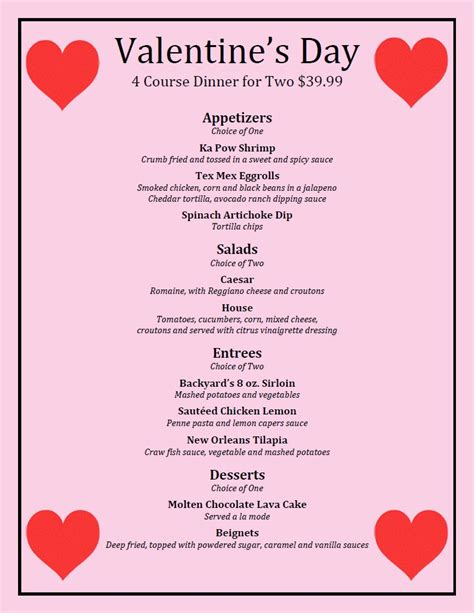 Australia's dinner party menu and recipe ideas. Valentine's Day Dinner - Backyard Grill Restaurant