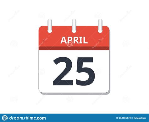 April 25th Calendar Icon Vector Concept Of Schedule Business And