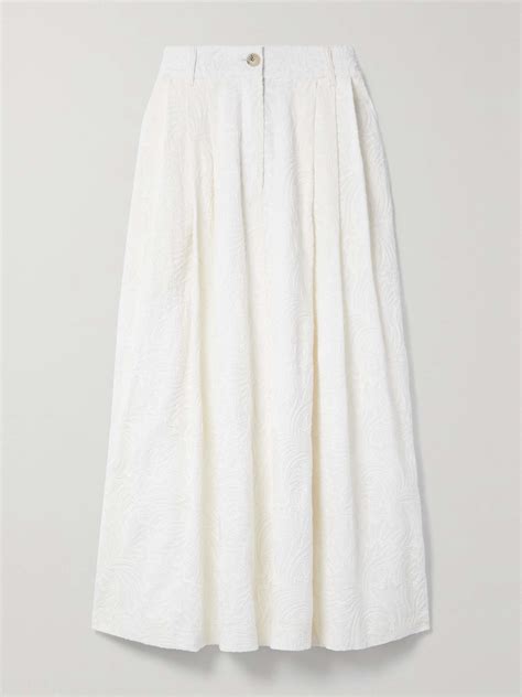 Mara Hoffman Net Sustain Tulay Pleated Embroidered Organic Cotton Voile Midi Skirt Net A Porter