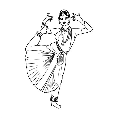 Indian Dance Vector Sketch 7315536 Vector Art At Vecteezy
