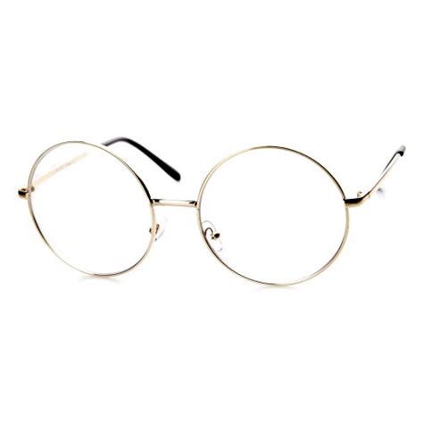 Large Oversized Metal Frame Clear Lens Round Circle Eye Glasses