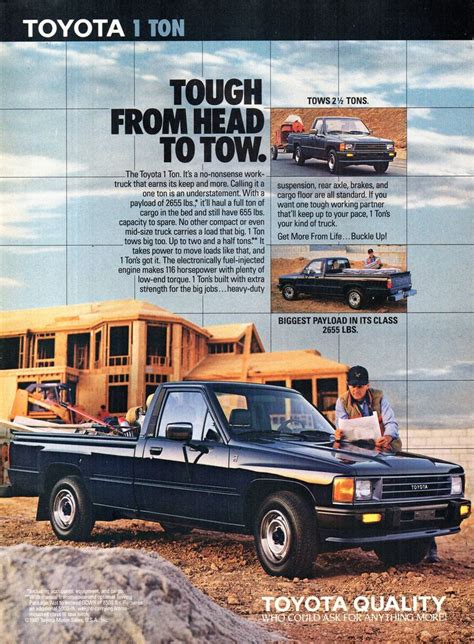 1988 Toyota 1 Ton Hilux Pickup USA Original Magazine Advertisement