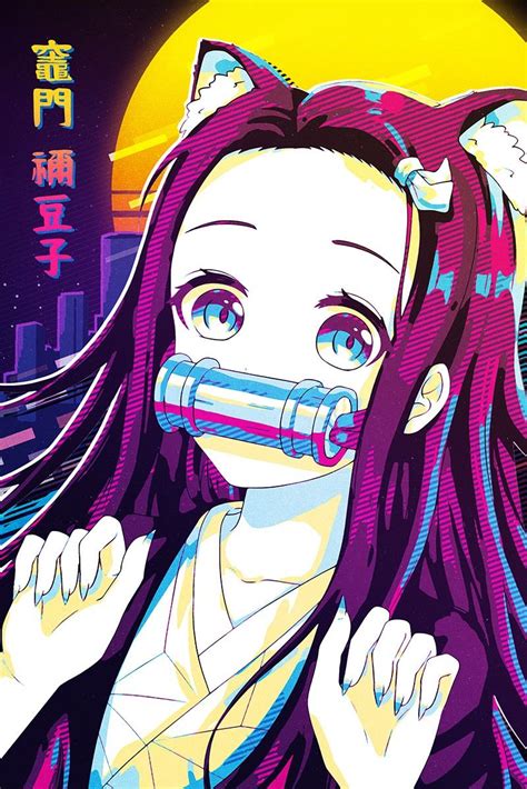 Nezuko Kamado Poster By 80sretro Displate Anime Illustrations De