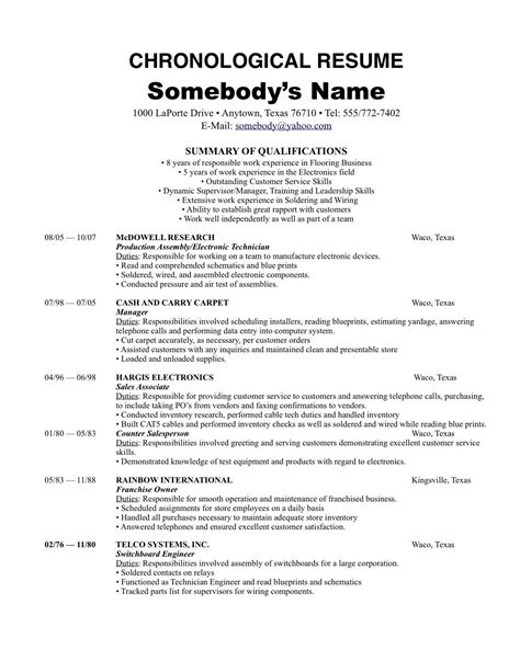 Remember, choosing the right resume template will allow you to highlight the best aspects of your skills. Resume Format Reverse Chronological | Chronological resume ...