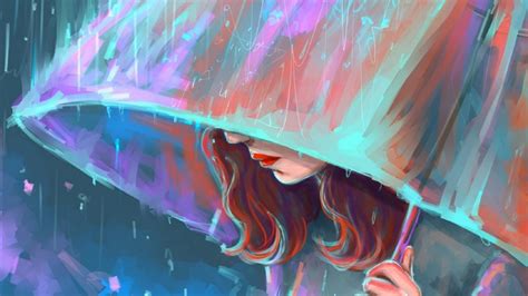 Download 1366x768 Wallpaper I Miss You Sad Girl In Rain With Umbrella