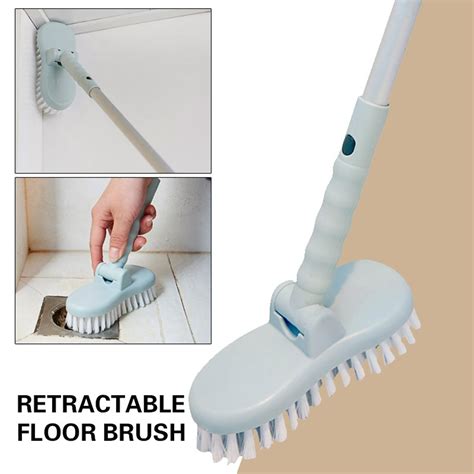 Jansion Floor Scrub Brush Adjustable Long Handle Scrubber Cleaning Tile