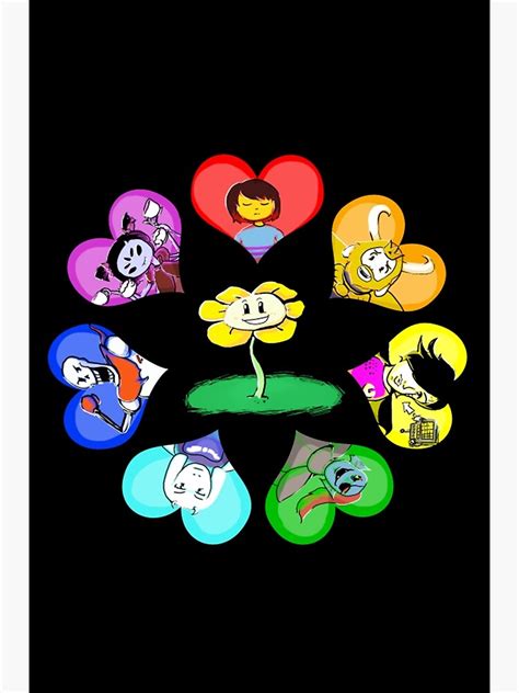 Undertale Hearts With Characters Art Print By Gabbo Redbubble