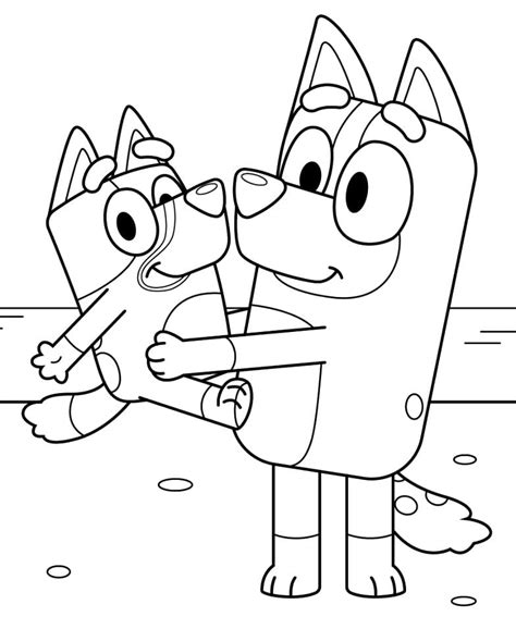 Bluey And Bingo On The Beach Coloring Page Free Printable Coloring