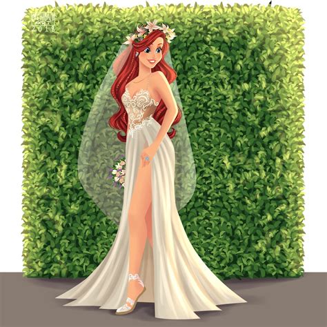 ariel as a bride best disney princess fan art popsugar love and sex