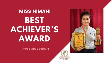 Miss Himani Is Awarded As Best Achievers Award By Magic Book Of