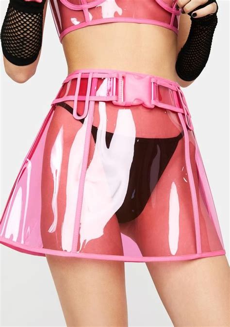 Club Exx Pvc Clear Mini Skirt Light Pink Fashion Rave Wear Bottom Clothes