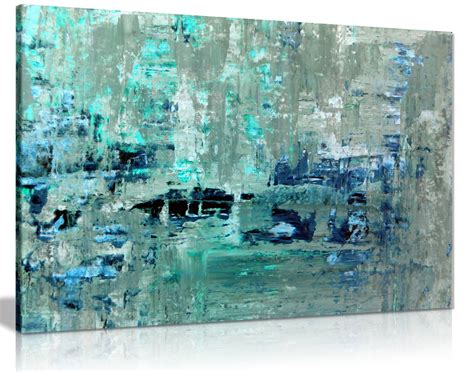 Teal Wall Art Grey Abstract Canvas Wall Art Picture Print Ebay