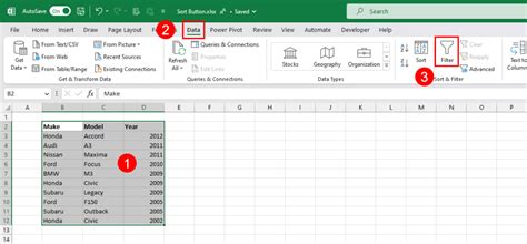 5 Ways To Add A Sort Button In Microsoft Excel How To Excel