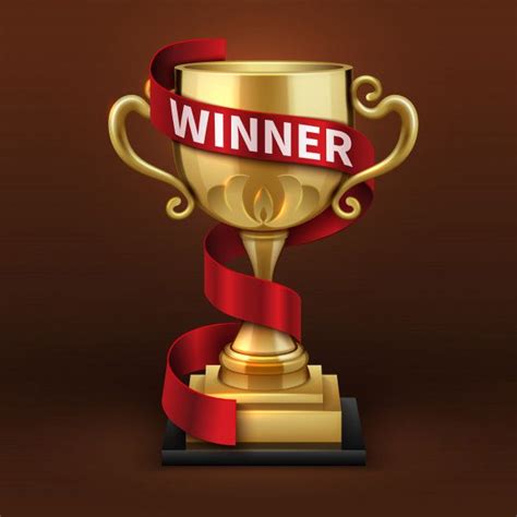 Premium Vector Champion Golden Trophy Cup With Red Winner Ribbon