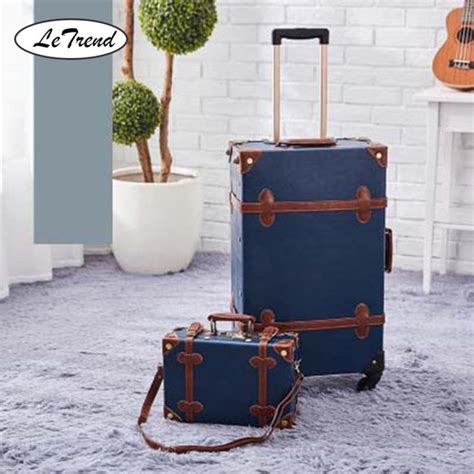Letrend Retro 26 Inch Spinner Rolling Luggage Set Korean Version Travel