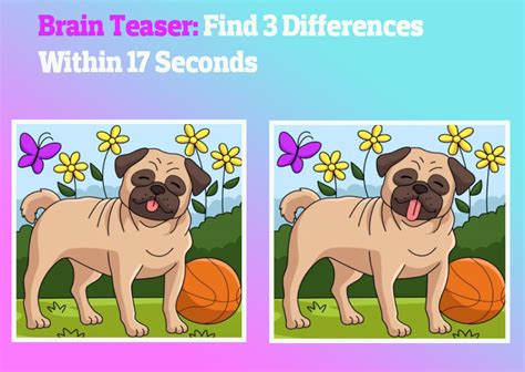 Brain Teaser Find 3 Differences Within 17 Seconds