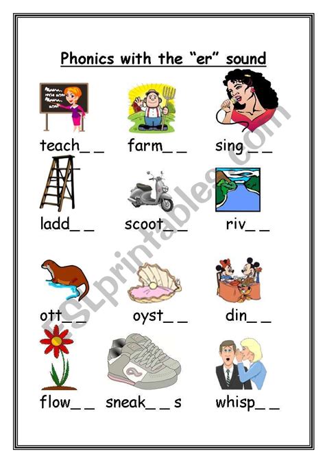 Er Words Phonics Worksheet