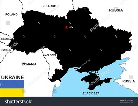 Big Size Political Map Of Ukraine With Flag Royalty Free Stock Photo