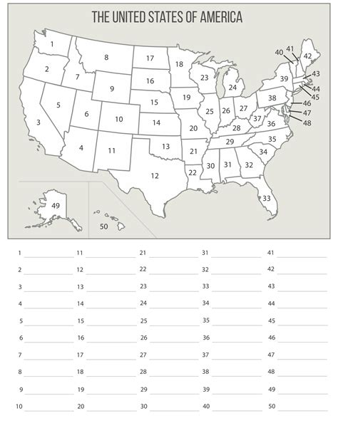 50 States Quiz Worksheets 99worksheets Blank Map Of The United States