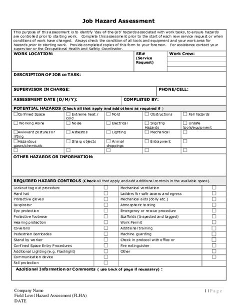 Hazard Identification Checklist Template