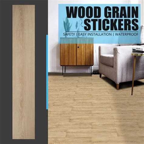 Self Adhesive Wood Grain Hard Floor Stickers Waterproof Floor Stickers