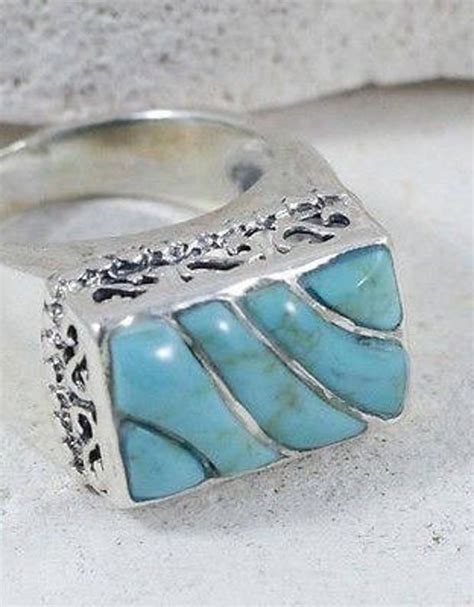 Turquoise Rings Vintage Rings Sterling Silver Rin Gem