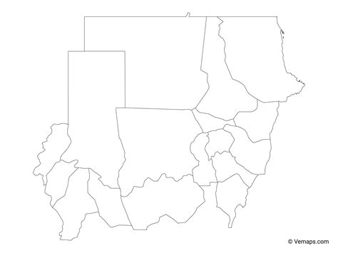 Outline Map Of Sudan With States Free Vector Maps