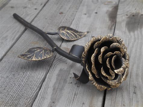 Forged Metal Rose Steel Rose Iron Flower Metal Sculpture